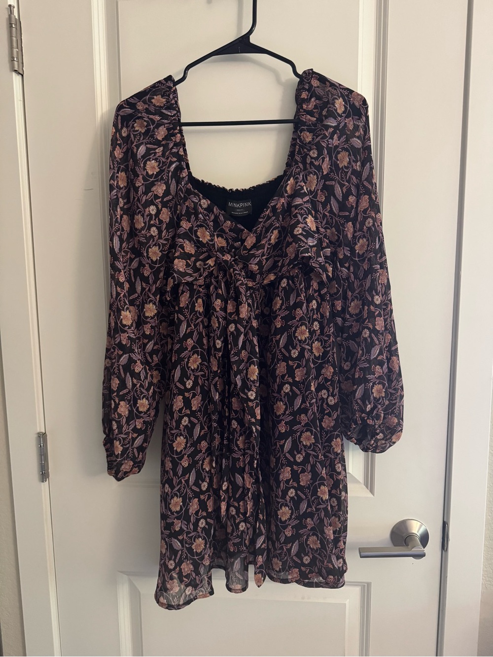 MINKPINK Floral Mini Dress in Black & Pink Like New